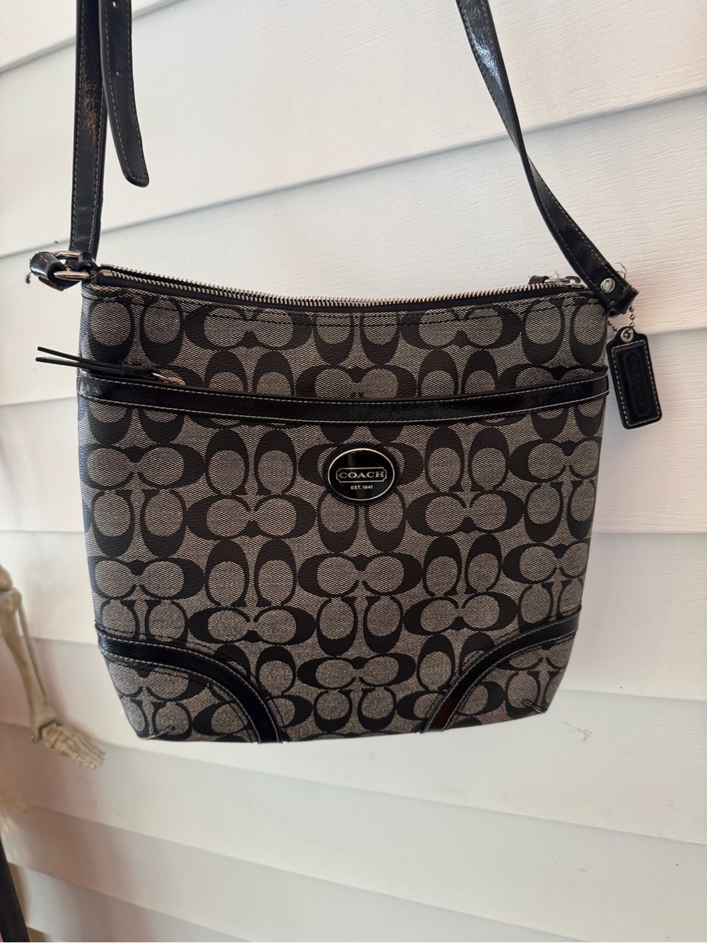Coach Black & Charcoal Signature Canvas Shoulder Bag